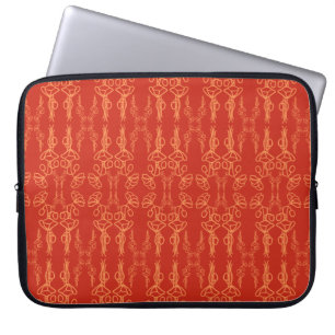 Housse Pour Ordinateur Portable Chic Orange sur Red Poppy Outline Portable Sleeve