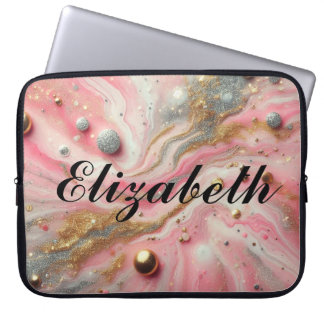 Housse Pour Ordinateur Portable Chic parties scintillant girly monogramme argent r