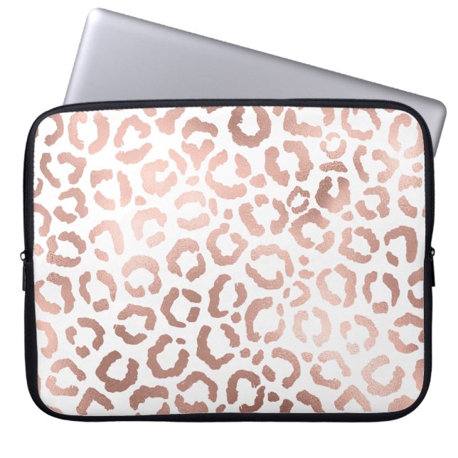 Housse Pour Ordinateur Portable Chic Rose Gold Leopard Cheetah Poster de animal (Devant)