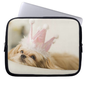 Housse Pour Ordinateur Portable Chien avec une couronne