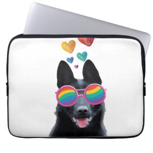 Housse Pour Ordinateur Portable Chien berger allemand avec coeur Saint-Valentin