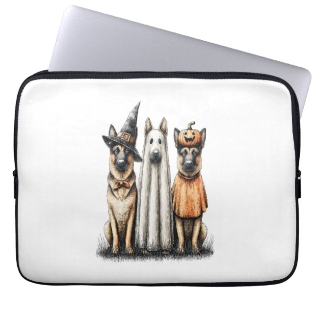 Housse Pour Ordinateur Portable Chien berger allemand Halloween Ghost (Devant)