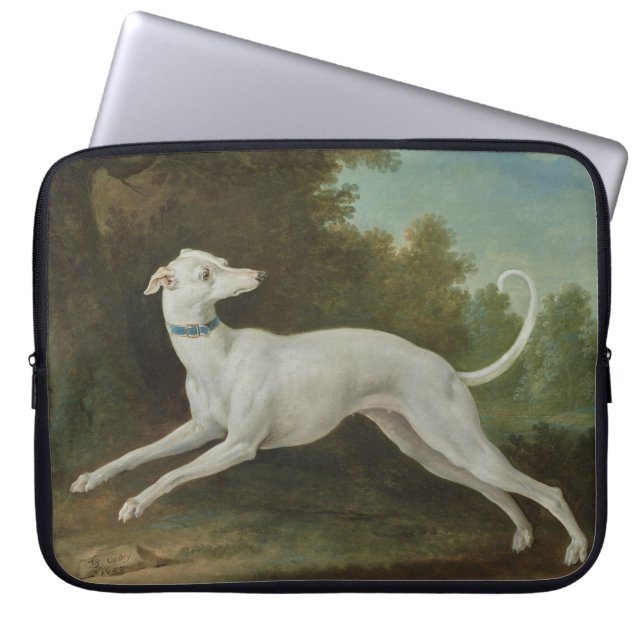 Housse Pour Ordinateur Portable Chien blanc gris (par Jean-Baptiste Oudry) (Devant)