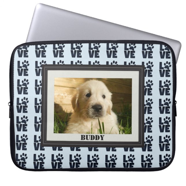Housse Pour Ordinateur Portable Chien Chat Love Empreinte de patte Photo personnal (Devant)