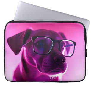 Housse Pour Ordinateur Portable Chien Cool avec Lunettes de Soleil