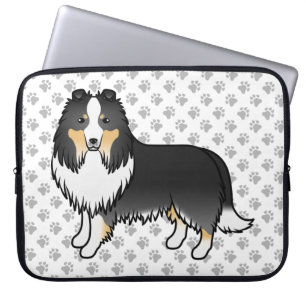 Housse Pour Ordinateur Portable Chien de berger des Shetland tricolore Dessin anim
