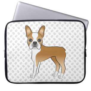 Housse Pour Ordinateur Portable Chien de dessin animé Boston Terrier faon et patte