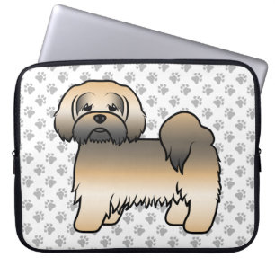 Housse Pour Ordinateur Portable Chien de dessin animé mignon Lhasa Apso Sable Doré