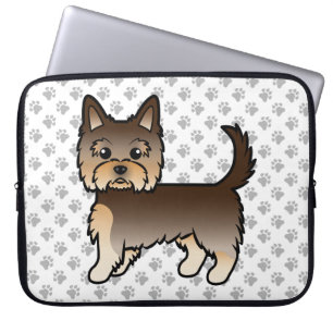 Housse Pour Ordinateur Portable Chien de dessin animé Yorkshire Terrier au chocola