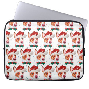 Housse Pour Ordinateur Portable Chien de race Podengo portugais étoiles de Noël