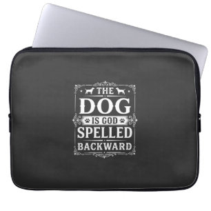 Housse Pour Ordinateur Portable Chien Drôle Dieu Écrit à l'Envers