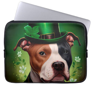 Housse Pour Ordinateur Portable Chien du Staffordshire américain à la St. Patrick'