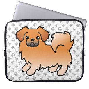 Housse Pour Ordinateur Portable Chien et pattes en caricature tibétain rouge