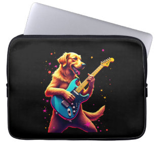 Housse Pour Ordinateur Portable Chien Golden Retriever Jouant de la Guitare Électr