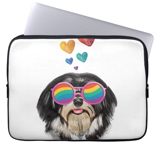 Housse Pour Ordinateur Portable Chien Havanais avec coeur Saint Valentin (Devant)