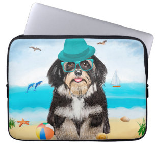 Housse Pour Ordinateur Portable Chien Havanais sur la Plage
