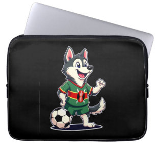 Housse Pour Ordinateur Portable Chien Husky Drôle Dabbing Kenya Football - Fl Équa