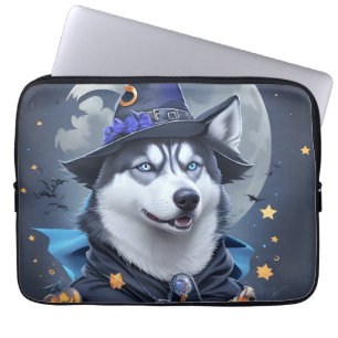 Housse Pour Ordinateur Portable Chien Husky Enchanted : Délice d'Halloween magique