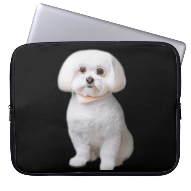 Housse Pour Ordinateur Portable Chien maltais mignon (Devant)