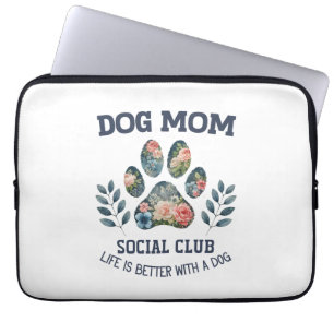 Housse Pour Ordinateur Portable Chien Maman Paw Floral