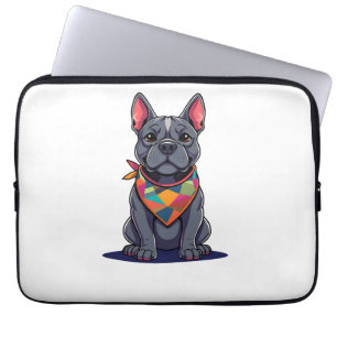 Housse Pour Ordinateur Portable Chien mignon Pitbull Frenchie avec Art de bandana