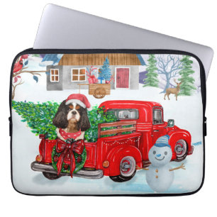 Housse Pour Ordinateur Portable Chien Roi Cavalier En Livraison De Noël Camion Nei