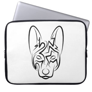 Housse Pour Ordinateur Portable Chien tribal noir et blanc