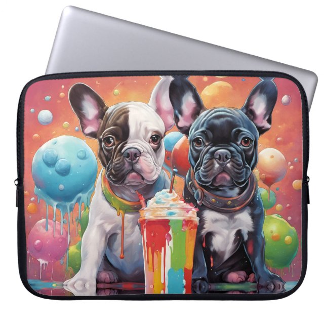 Housse Pour Ordinateur Portable Chiens de taureau français, Milkshake (Devant)