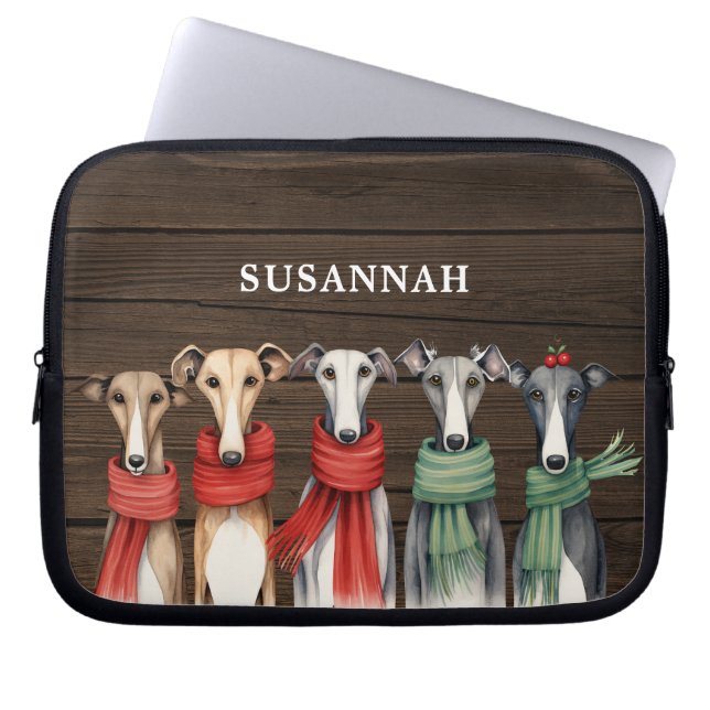 Housse Pour Ordinateur Portable Chiens rustiques Greyhound en Écharpes (Devant)