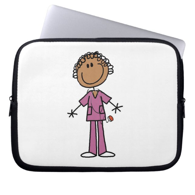 Housse Pour Ordinateur Portable Chiffre femelle infirmière de bâton (Devant)