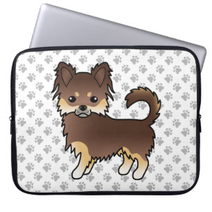 Housse Pour Ordinateur Portable Chihuahua Chocolat Et Brun Clair À Poils Longs Chi
