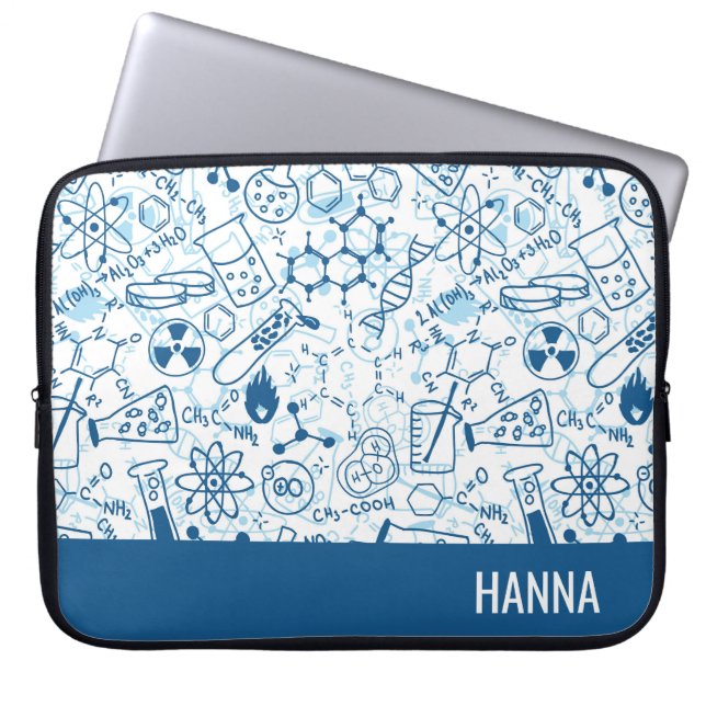 Housse Pour Ordinateur Portable Chimie Doodle Motif Nom personnalisé (Devant)