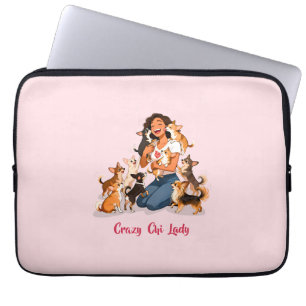 Housse Pour Ordinateur Portable Chimigos - Dame Folle de Chi - Cœur de Chihuahua