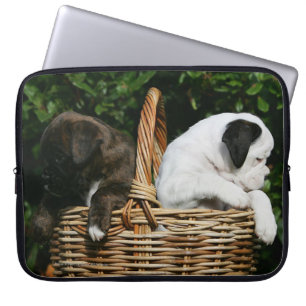 Housse Pour Ordinateur Portable Chiots de boxeur dans le panier