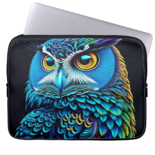 Housse Pour Ordinateur Portable Chouette colorée générée par Ai