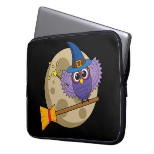 Housse Pour Ordinateur Portable Chouette de l'Assistant de dessin animé volant sur