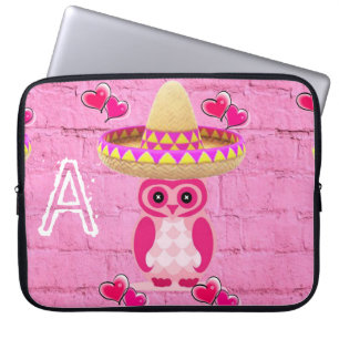 Housse Pour Ordinateur Portable Chouette rose à manches pour ordinateur portable