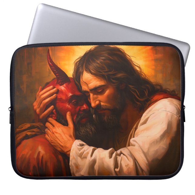 Housse Pour Ordinateur Portable Christ embrasser Lucifer (Devant)