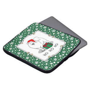 Housse Pour Ordinateur Portable Christmas Santa Claus Hat Samoyed Dog Funny