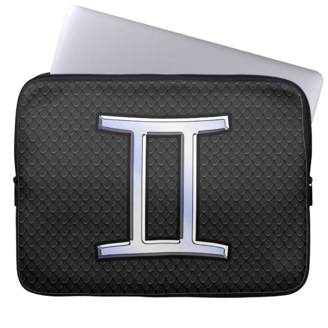Housse Pour Ordinateur Portable Chrome Argent Comme Gemini Zodiac SIGNE (Devant)