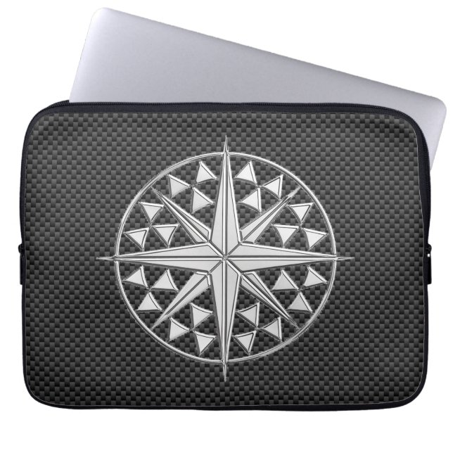 Housse Pour Ordinateur Portable Chrome étoile nautique sur fibre de carbone (Devant)