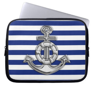 Housse Pour Ordinateur Portable Chrome Style Lifesaver sur Bleu