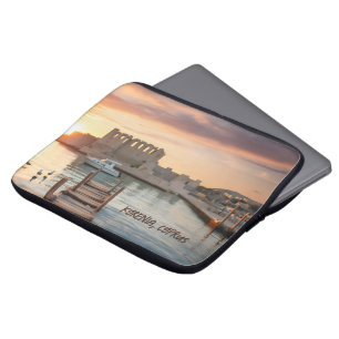 Housse Pour Ordinateur Portable Chypre Kyrenia Aquarelle croquis avec Yacht  
