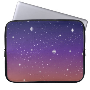 Housse Pour Ordinateur Portable Ciel étoilé de coucher de soleil violet et or
