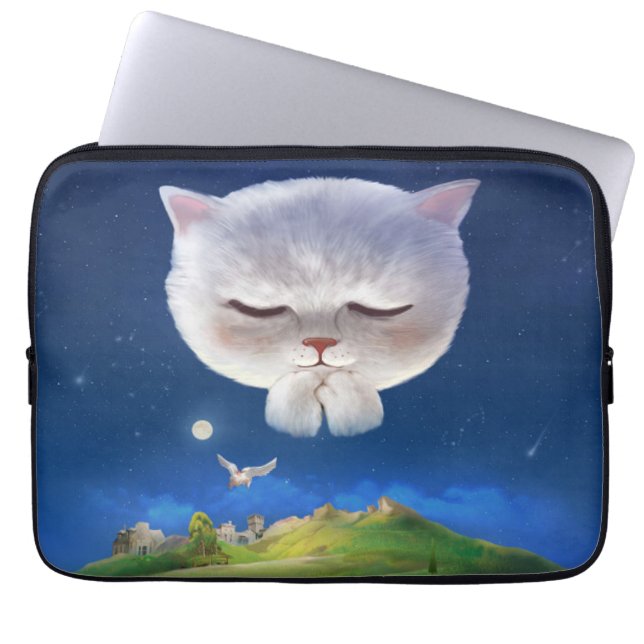 Housse Pour Ordinateur Portable Ciel nocturne avec chat (Devant)