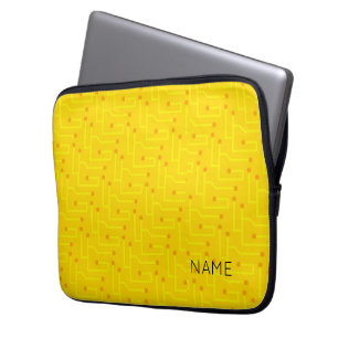 Housse Pour Ordinateur Portable Circuit Board Modern Jaune Orange Nom personnalisé