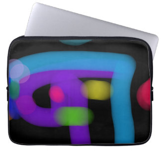 Housse Pour Ordinateur Portable Circuit numérique abstrait en cobalt et violet