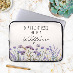 Housse Pour Ordinateur Portable Citation de jardin de fleurs sauvages violettes à