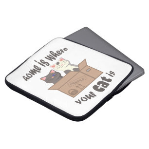 Housse Pour Ordinateur Portable Citation drôle Accueil est où est votre chat