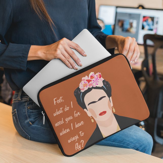 Housse Pour Ordinateur Portable Citation Inspirationnelle Frida Kahlo Illustration (Créateur téléchargé)